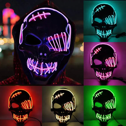 Scary one-eyed pirate mask with glowing LED lights for Halloween costume and party