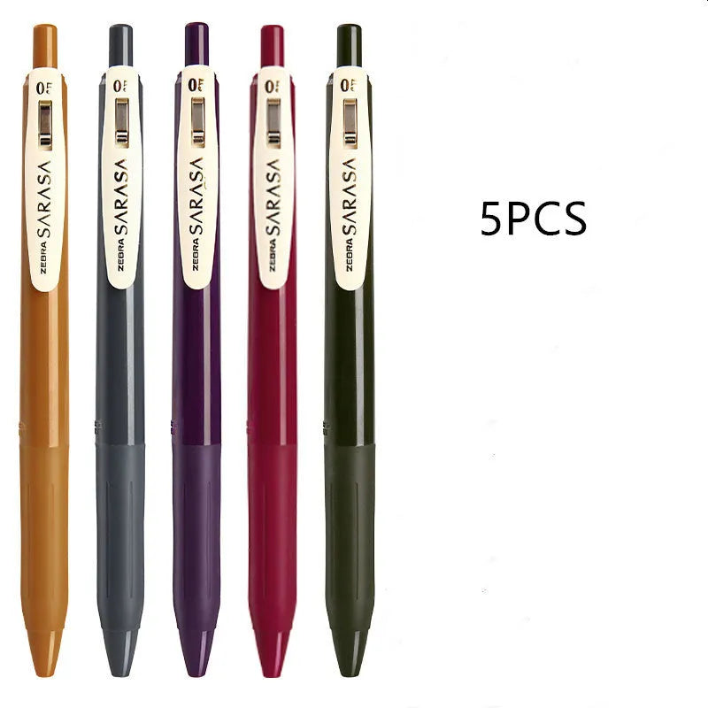 Press The Water 0.5mm bullet gel pen in various retro colour options on a white background.