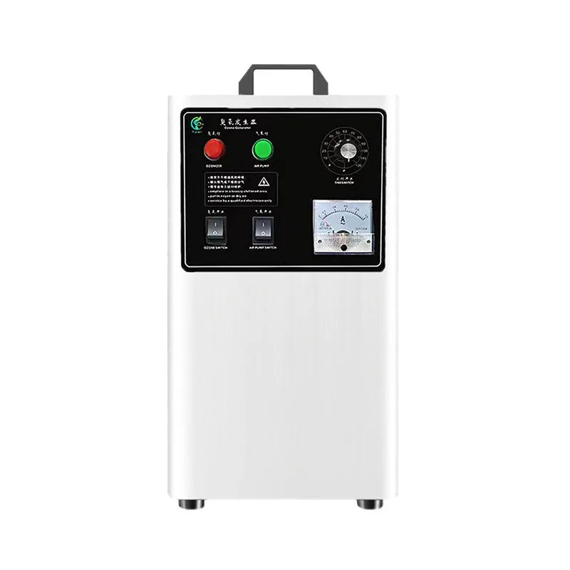 Fruit and vegetable ozone treatment machine in stainless steel or white plastic with 20g/h output.