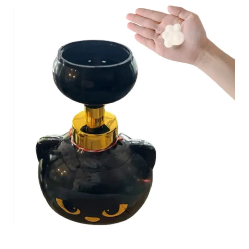 Black cartoon cat shaped plastic soap dispenser with foam extrusion mechanism