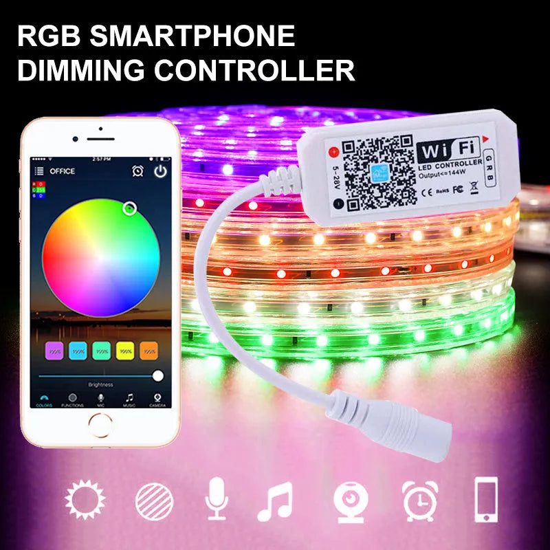 White WiFi RGB light bar controller for LED strips with Magic Home Pro app connectivity