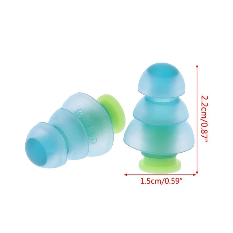 Light blue silicone anti-noise earplugs for travel noise reduction