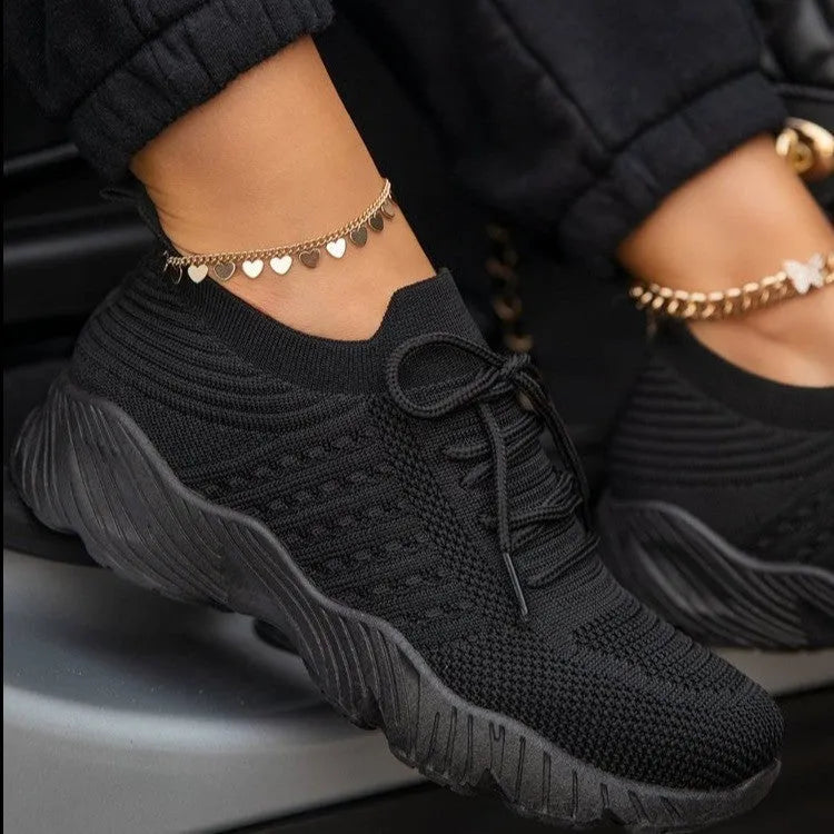Women's thick bottom casual sneakers in solid colours white, red, blue, black, khaki, grey, pink, light blue