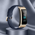 Solid colour genuine leather B5 watch strap in brown on a wrist