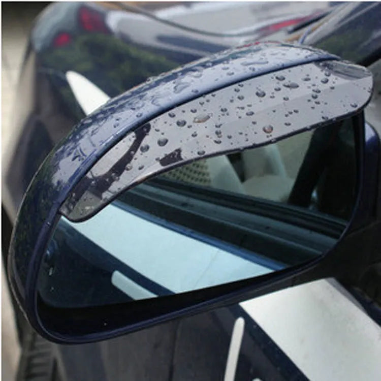 Car rearview mirror rain protection eyebrow set in black PVC on a vehicle side mirror