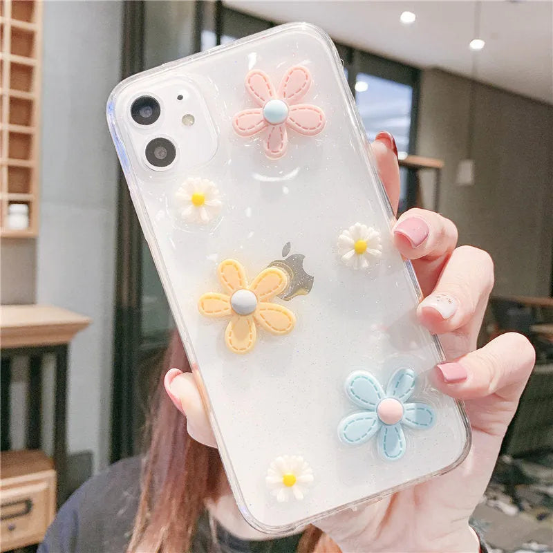 Soft rubber iPhone case with New Year flowers and a girl heart design.