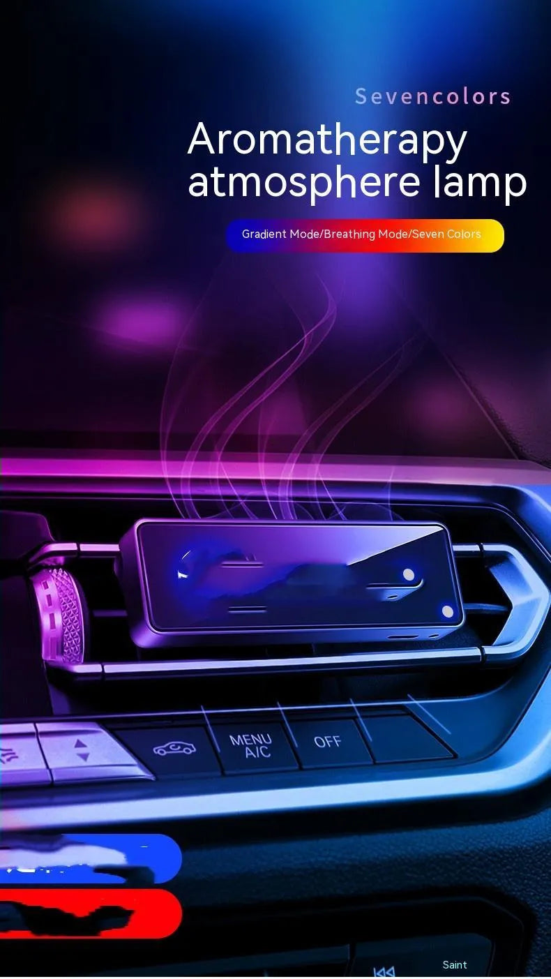 Black car air vent aromatherapy ambient light LED diffuser with fragrance sticks