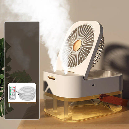 Versatile 3-in-1 device with humidifier, cooling fan, and night light for optimal summer comfort and convenience