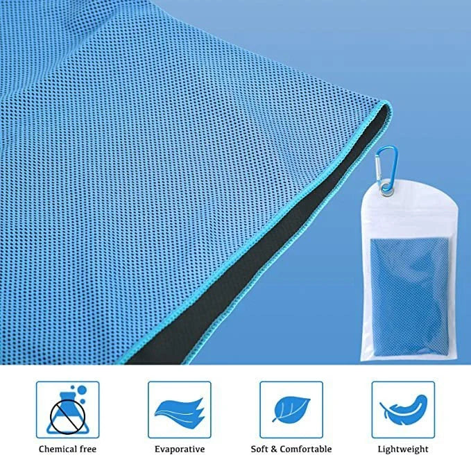 Mountaineering Cooling Towel in various colours, showcasing quick water absorption feature