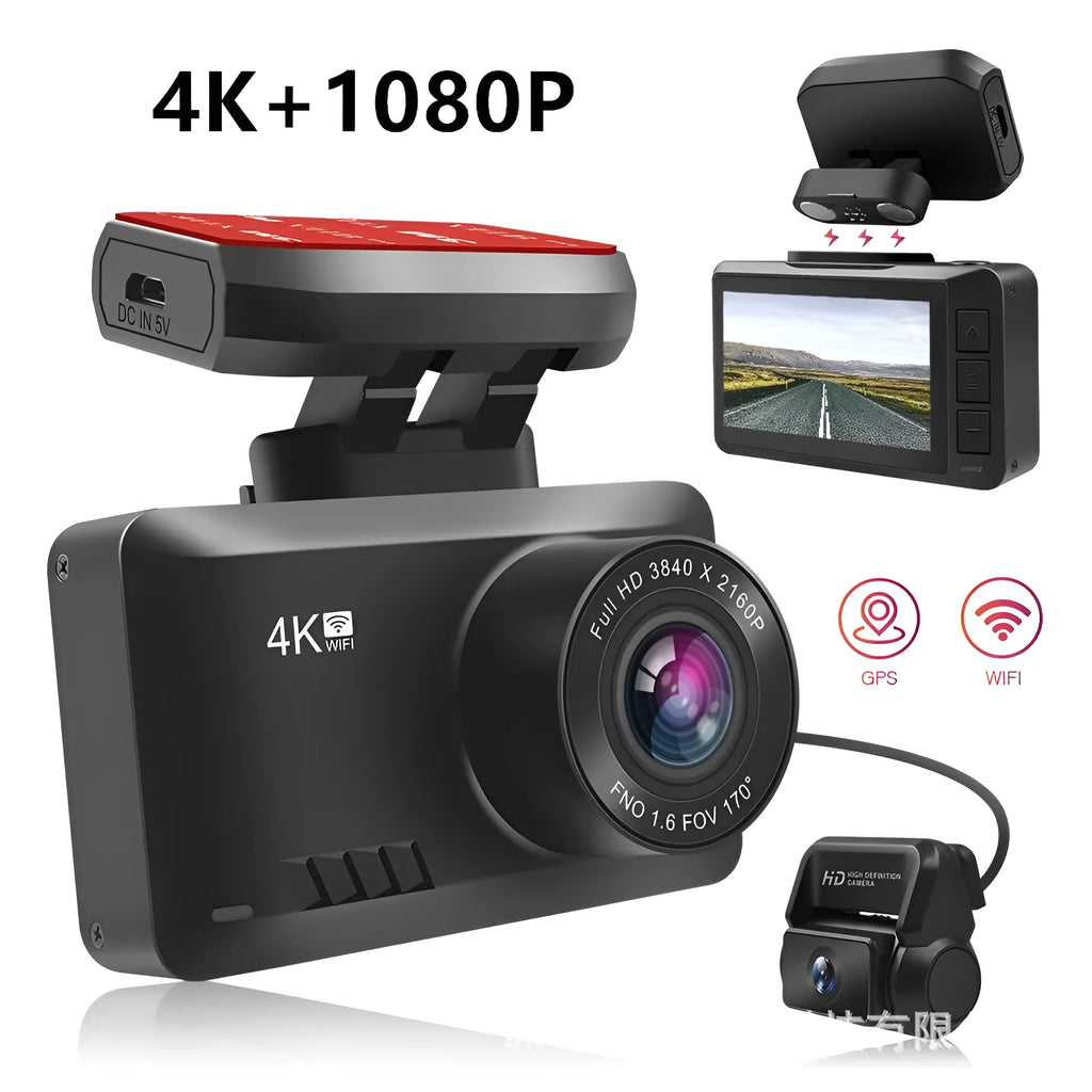 Explosive T8 dual recording 4K driving recorder with 170° wide angle lens and magnetic mount