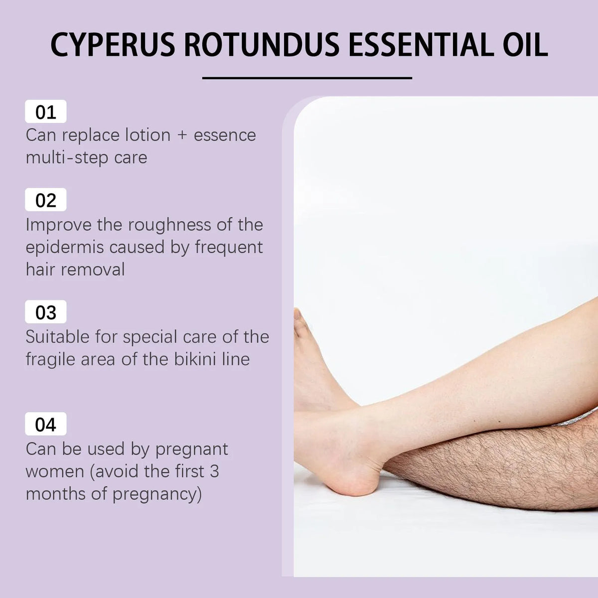 60ml bottle of hair removal treatment softening oil with aconite, mint and lemon extracts