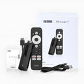 Black 905Y4 ATVKD3 Android TV box with Bluetooth remote and HDMI port on desk