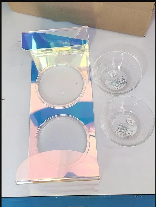 Rainbow acrylic pet bowl for small dogs and cats with anti-slip base