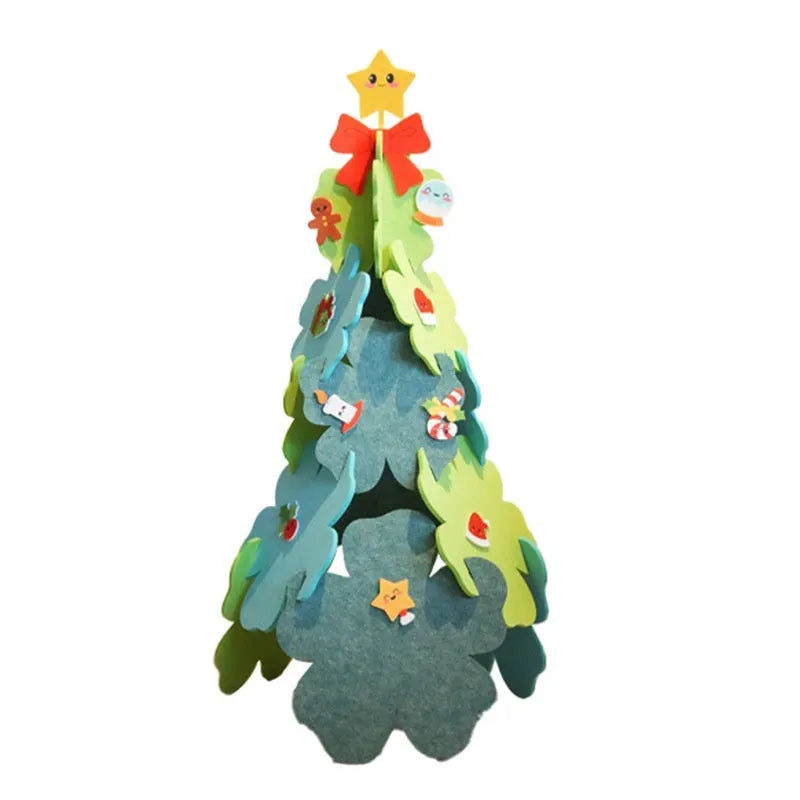 XINGX felt Christmas tree 110cm tall with star light on top, colourful layered fabric design