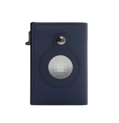 Premium RFID-blocking leather wallet with multiple card slots and dedicated compartments for cash and tracking devices