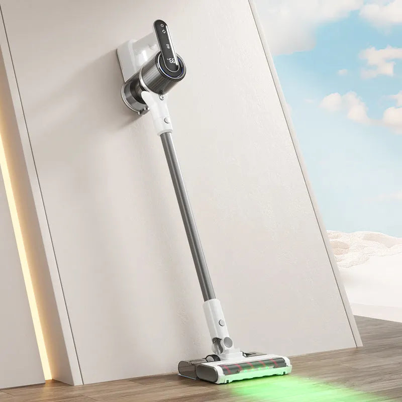 Light grey household wireless handheld folding tube vacuum cleaner with straight tube option and USB charging cable