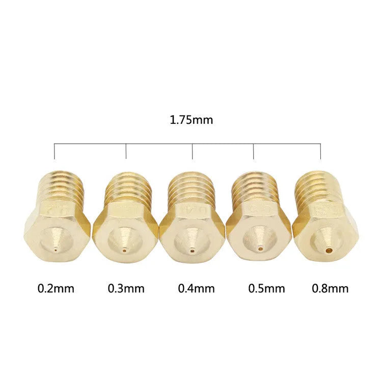 Brass 3D printer nozzle M6 thread 7x12mm with 0.4mm bore for 1.75mm filament