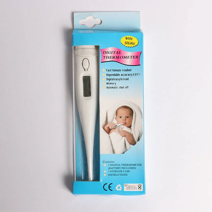 Compact electronic thermometer in white for quick temperature checks