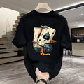 Heavy cotton printed men's T-shirt with short sleeves in black and white colour options