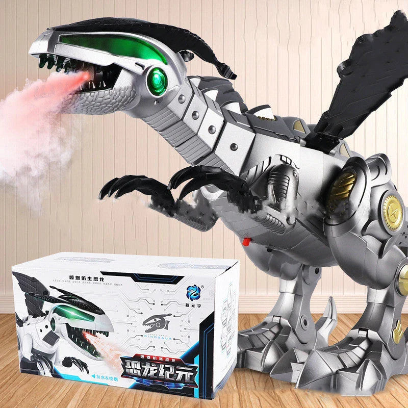 Walking dragon toy with fire breathing and water spray features in vibrant colours