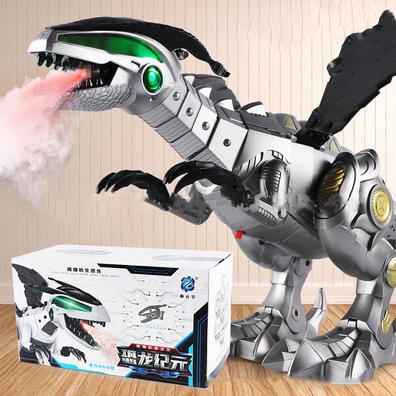 Walking dragon toy with fire breathing and water spray features in vibrant colours