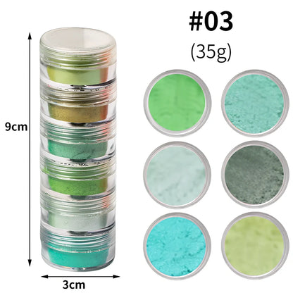6-colour fluorescent pearl powder set, 1g glitter portions for firework blooming effects in crafts