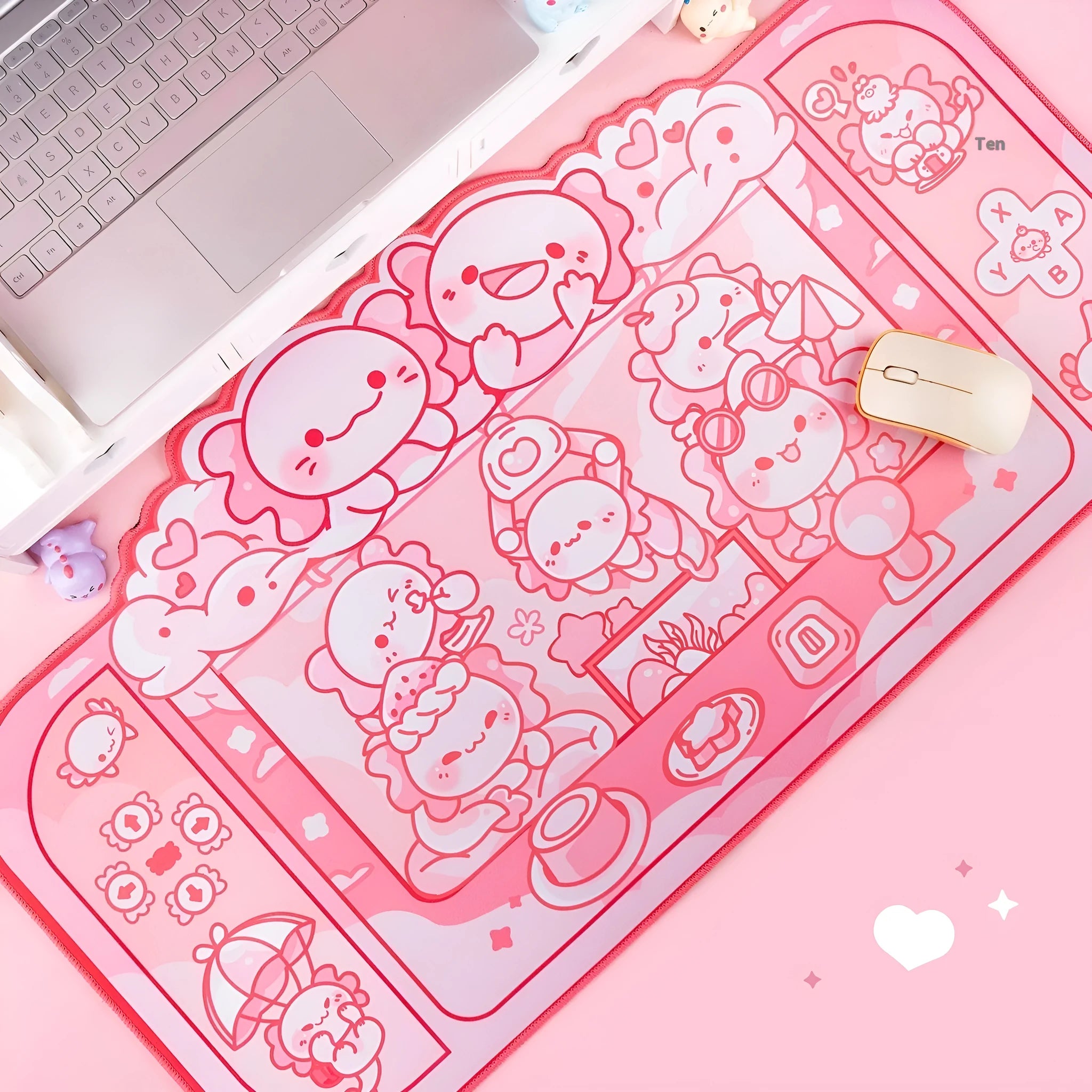 Hexagonal dragon crane machine large mouse pad 75x40cm with cartoon anime design and wrist support