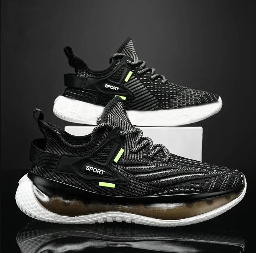 Men's woven mesh platform sneakers with round toe and front lace-up fastening in multiple colour options
