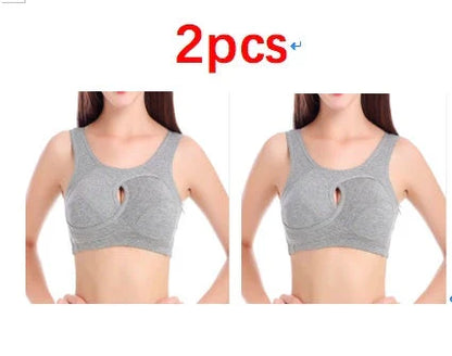 Comfortable and supportive sports bra with wireless design, crossover lift, and inner-bust band for plus-size support
