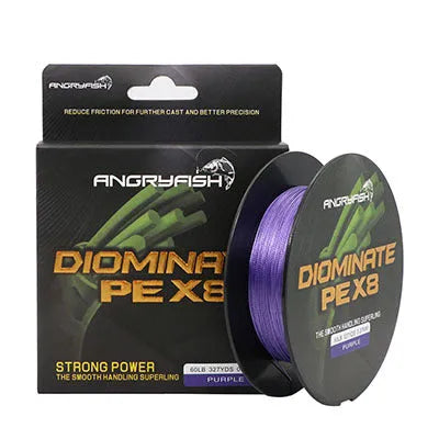 Anti-Bite Strong Horse 300m PE braided fishing line spool in black, blue, green, purple or yellow