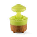 Wood grain cloud humidifier with LED lights and water drop rain sounds