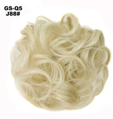 Synthetic wavy curly messy hair bun for women, 12cm diameter, high-temperature wire