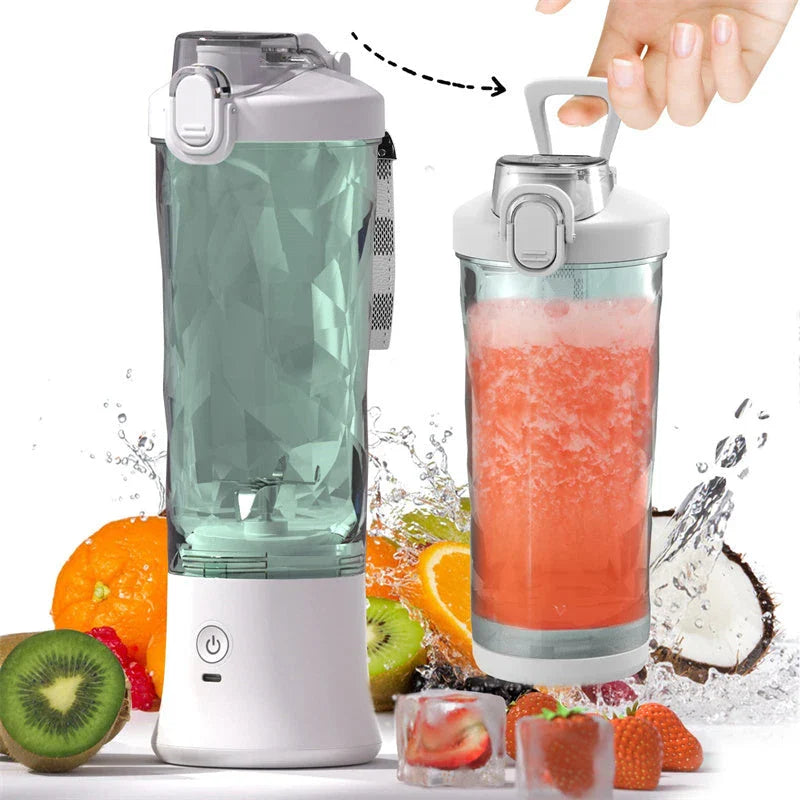 Premium personal blender with 6-blade design for smooth shakes and smoothies, portable and rechargeable for on-the-go use.