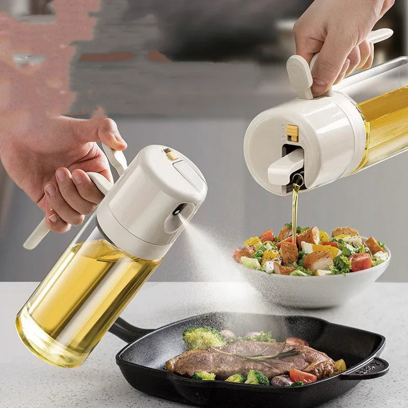 550ml warm grey glass cooking oil sprayer bottle with switchable pouring and spraying cover