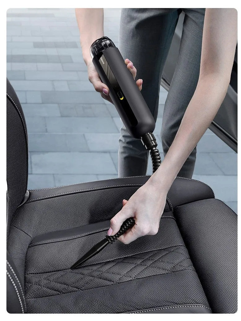 BASEUS black wireless handheld car vacuum cleaner with blower hose attachment