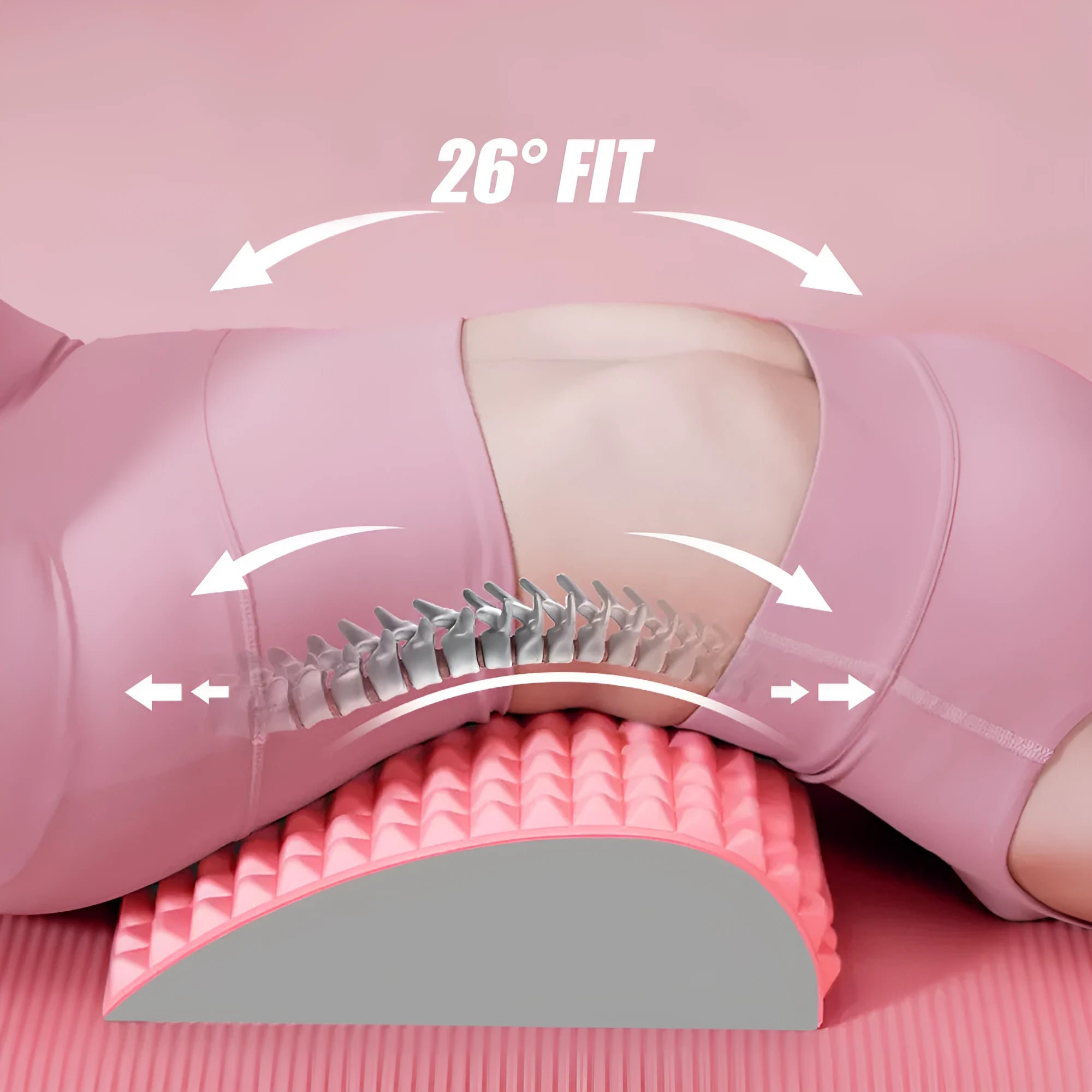 Blue EVA foam back stretcher pillow for lumbar and neck support measuring 33cm long