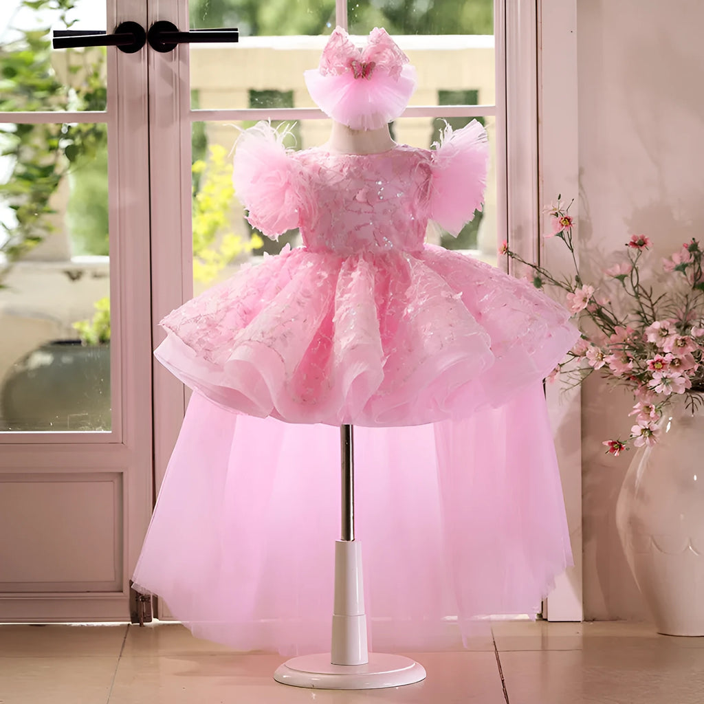 Pink polyester princess pettiskirt dress for girls, full tutu skirt, suitable for heights 80-150cm