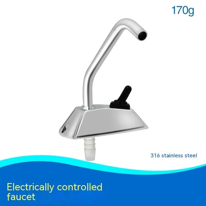 Electronic control rotating RV faucet with mirror polished stainless steel finish