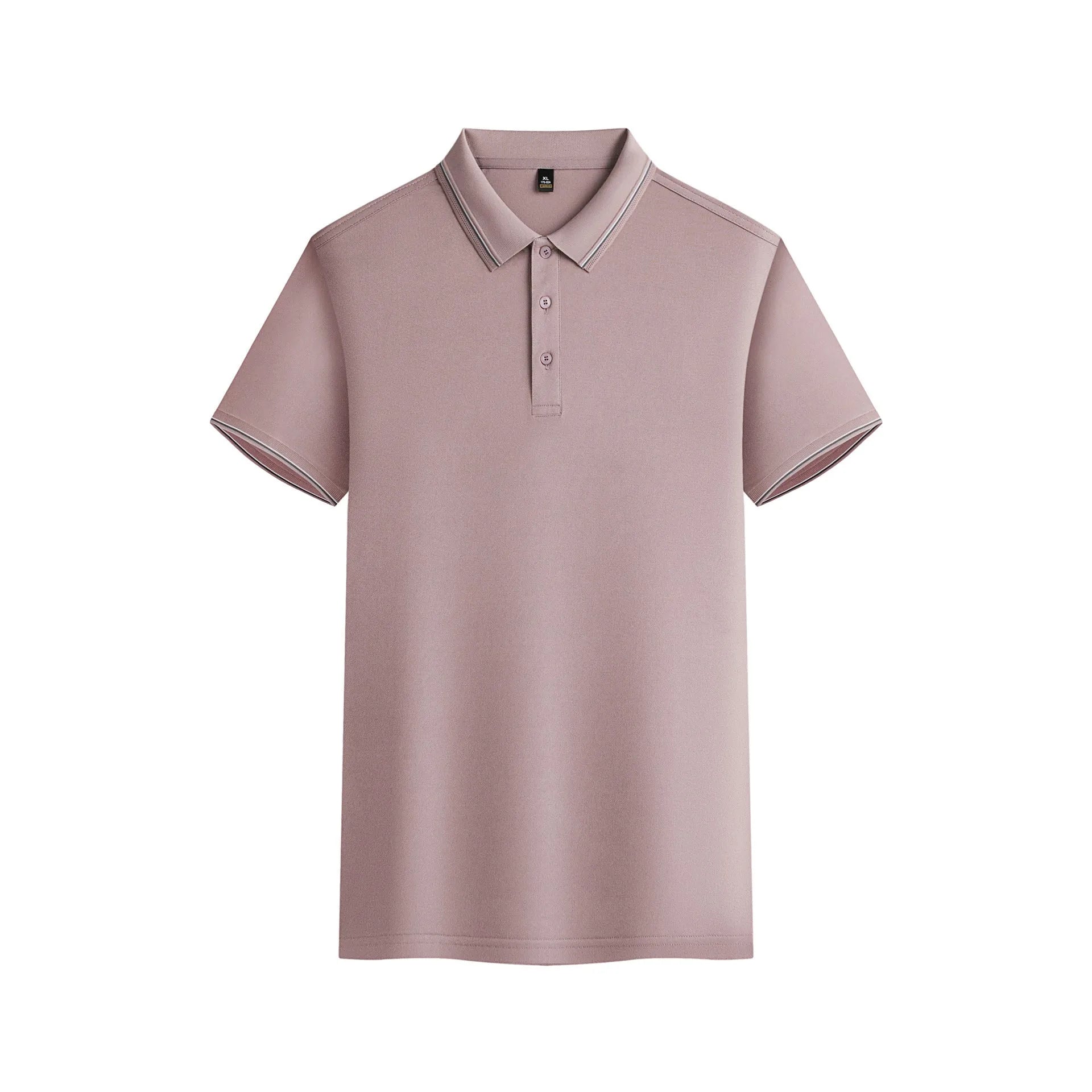 Men's solid colour short sleeve polo shirt in quick-dry polyester fabric for summer.