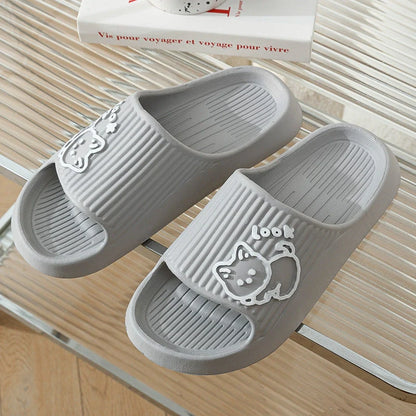 Women's cat slippers with non-slip sole in various colours