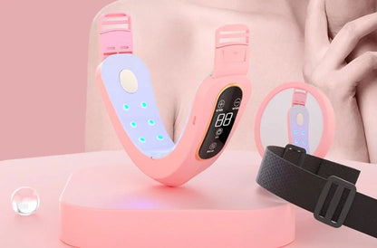 Microcurrent Face Massager with EMS and LED Photon Therapy in pink and white