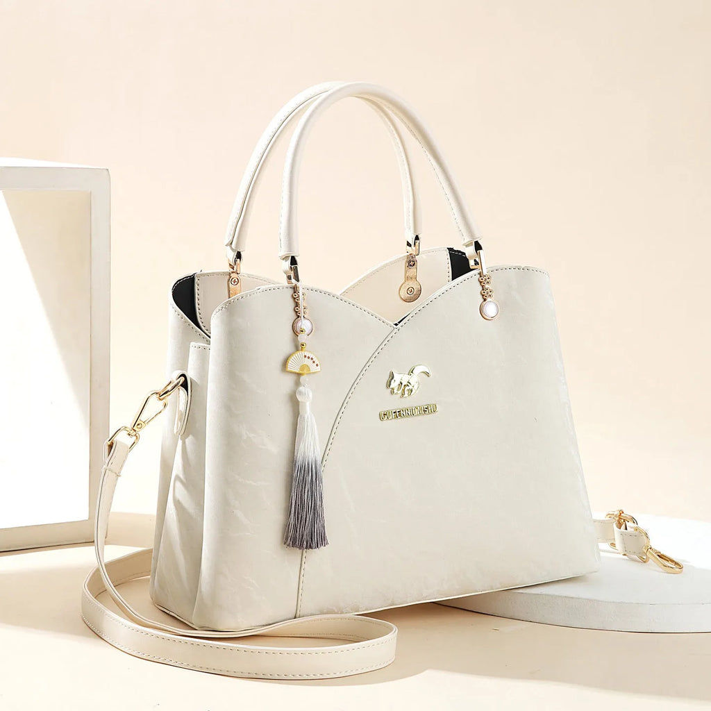 Women's soft PU leather messenger bag in horizontal square shape with urban simplicity styling