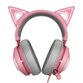 Pink glowing cat earphones wired USB headset with LED lights for kids