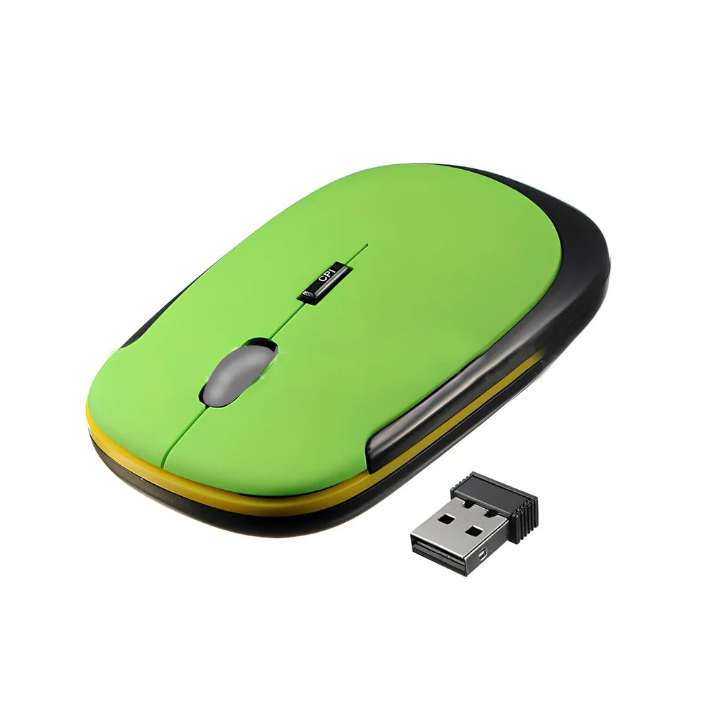 Red wireless Bluetooth optical mouse for laptops, 10x6x2cm size with 1200dpi sensor and 2m range
