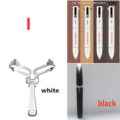 3-in-1 Foldable Adjustable Eyebrow Stencil Set with LED light for perfect brows