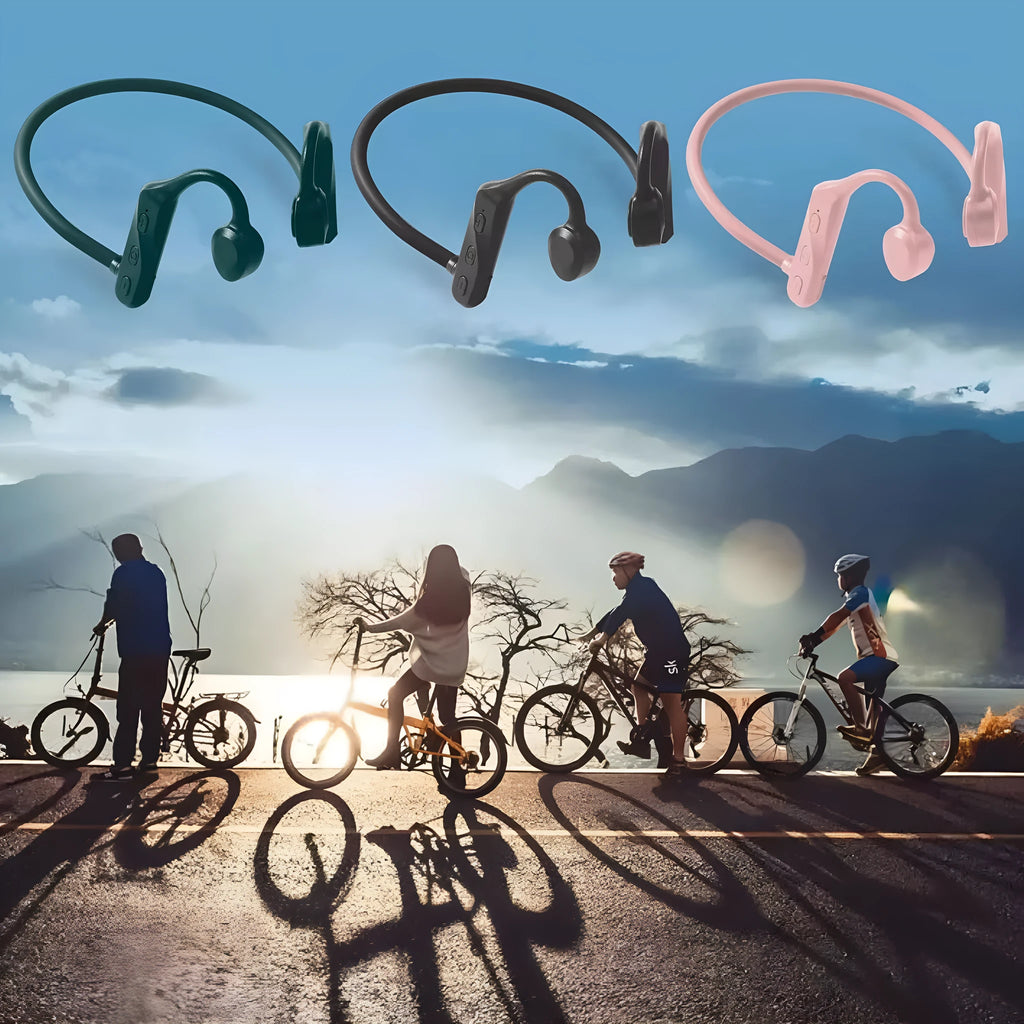 Wireless sports headphones Bluetooth 5.0 neckband style in black with mic and USB charging cable