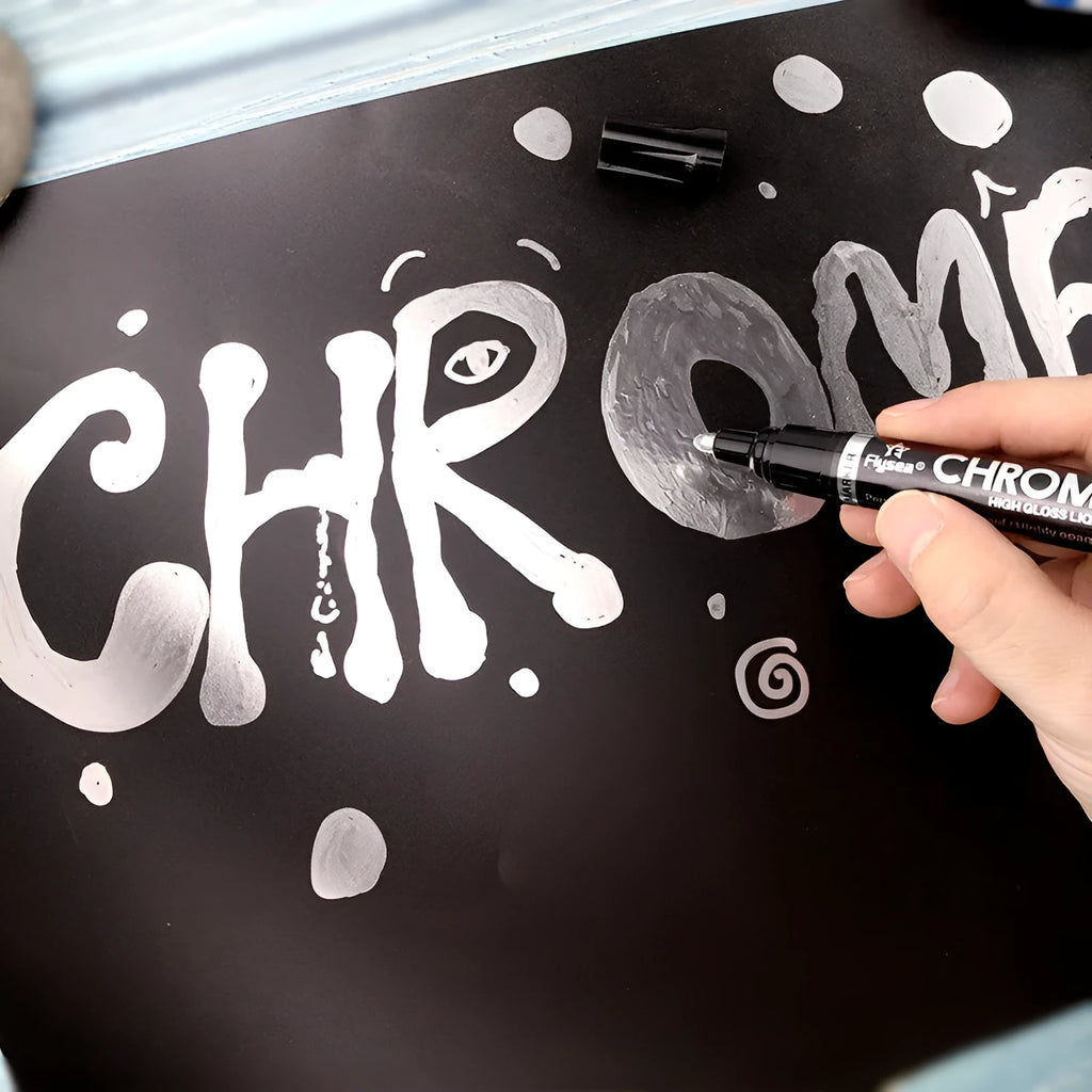 Chrome plated mirror pen with 3.0mm nib for reflective writing on glass, metal, and wood surfaces