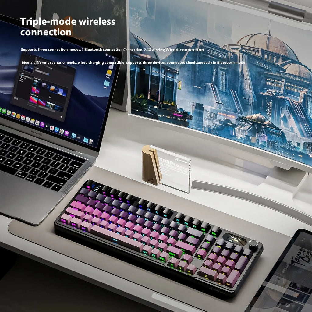Attack Shark X98PRO three-mode RGB wireless mechanical keyboard with side engraving and knob, star black blueberry axis variant