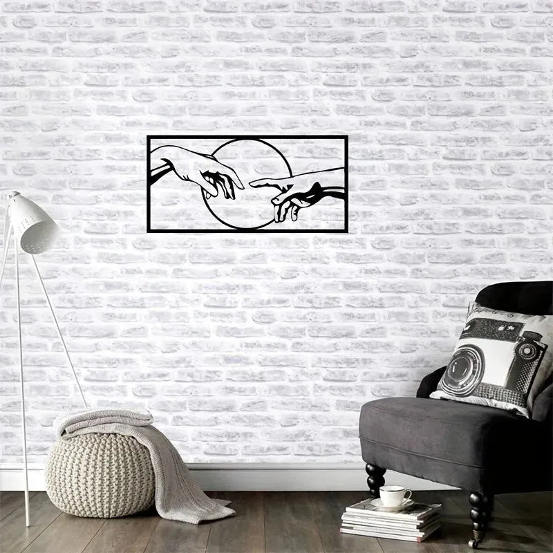Modern black iron geometric wall art decorative painting 19.5x40cm on a light wall