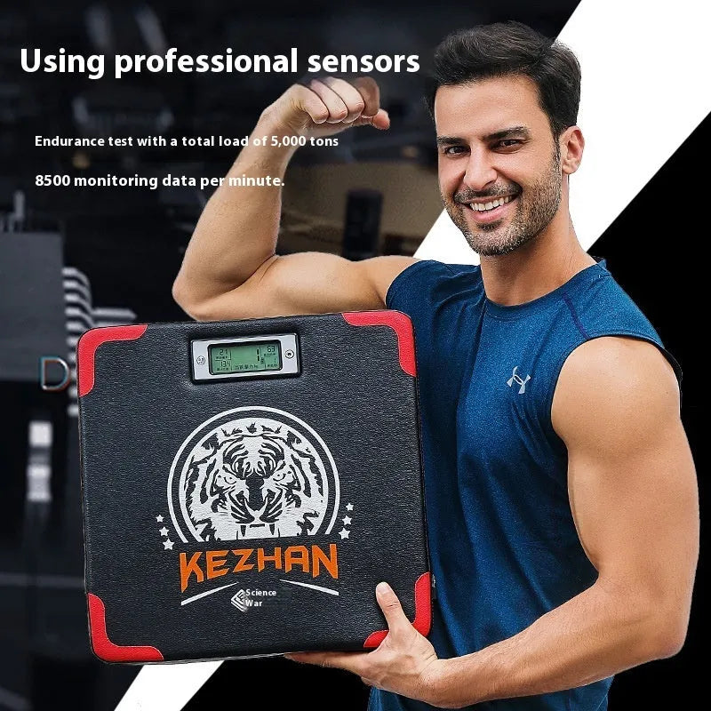 Smart hanging boxing training sandbag with dynamometer and Velcro mounting strips